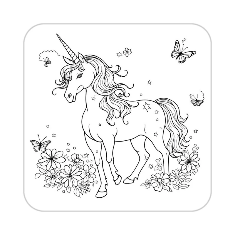 زیر لیوانی کاکتی طرح اسب تک شاخ و یونیکورن مدل mp33048