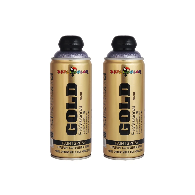 اسپری رنگ متالیک یاسی دوپلی کالر مدل gold M580 حجم 400 میلی لیتر مجموعه 2 عددی