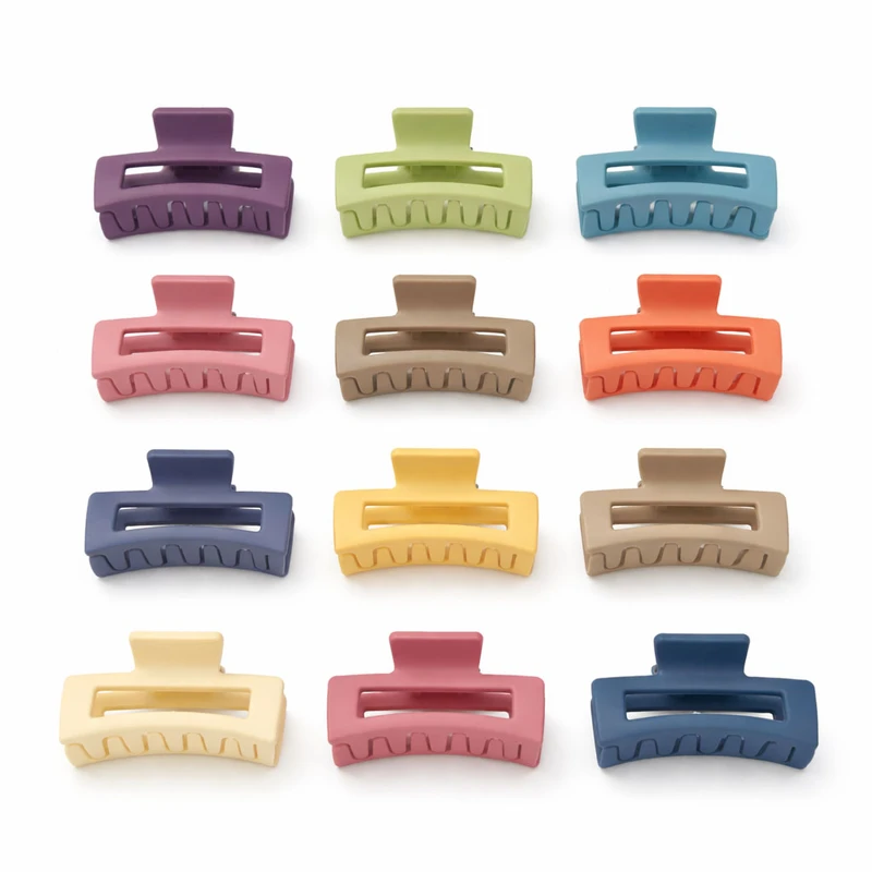 کلیپس مو زنانه مدل مستطیل شمعی بسته 12 عددی