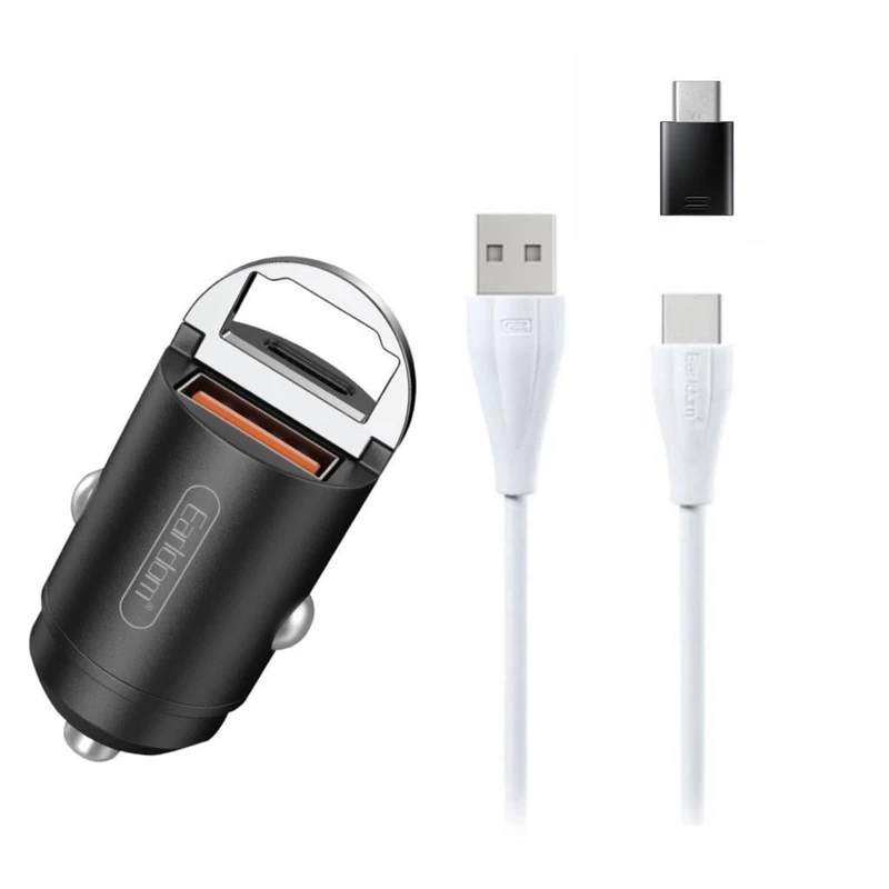 شارژر فندکی ارلدام مدل ES-CC3 به همراه کابل تبدیل USB-C /microUSB