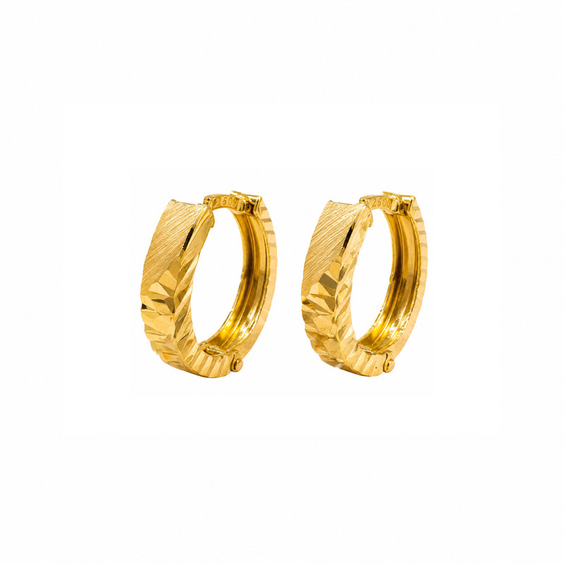 گوشواره حلقه‌ای طلا 18 عیار زنانه مان گالری مدل تراش کد EA01-0035400