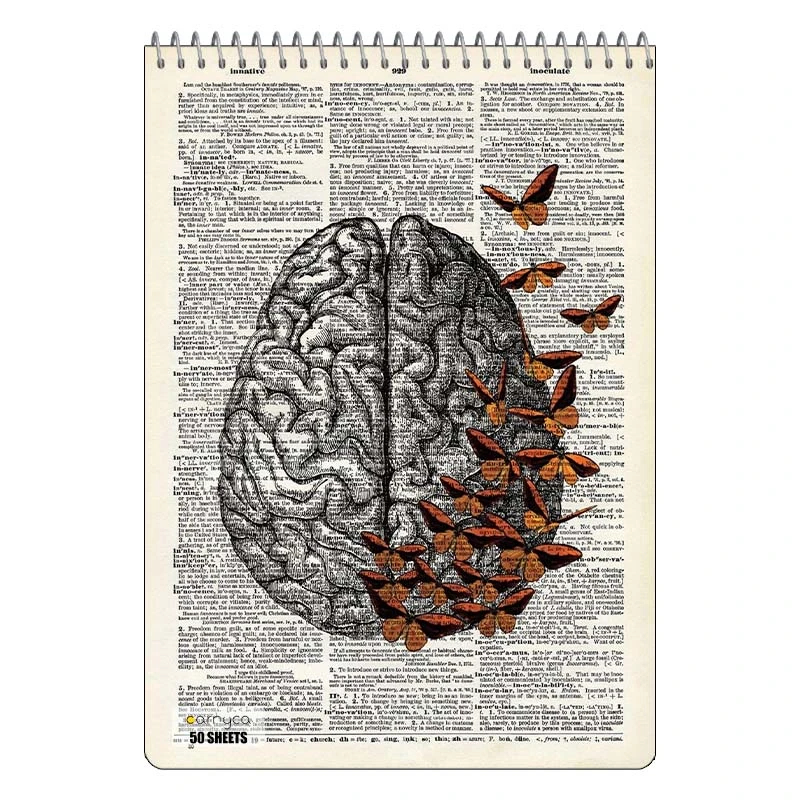 دفتر نقاشی 50 برگ سیمی کارنیکا طرح روزنامه وینتج مغز Vintage Newspaper Brain کد 85414