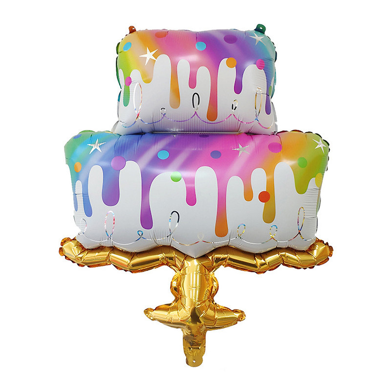 بادکنک فویلی طرح کیک رنگارنگ دو طبقه کد DB20