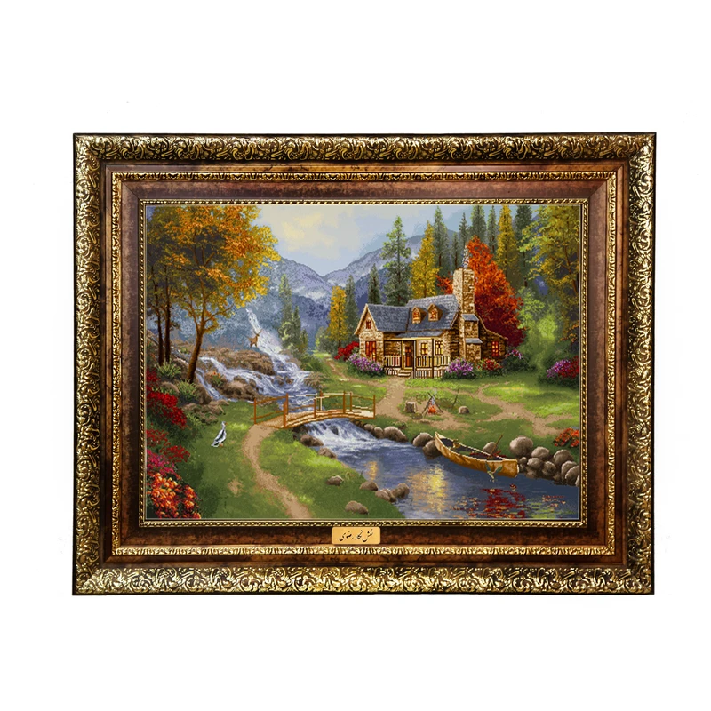 تابلو فرش ماشینی نقش نگار رضوی طرح منظره کد 594H