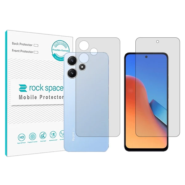 محافظ صفحه نمایش شفاف راک اسپیس مدل HyGEL مناسب برای گوشی موبایل  شیائومی Redmi Note 12R به همراه محافظ پشت