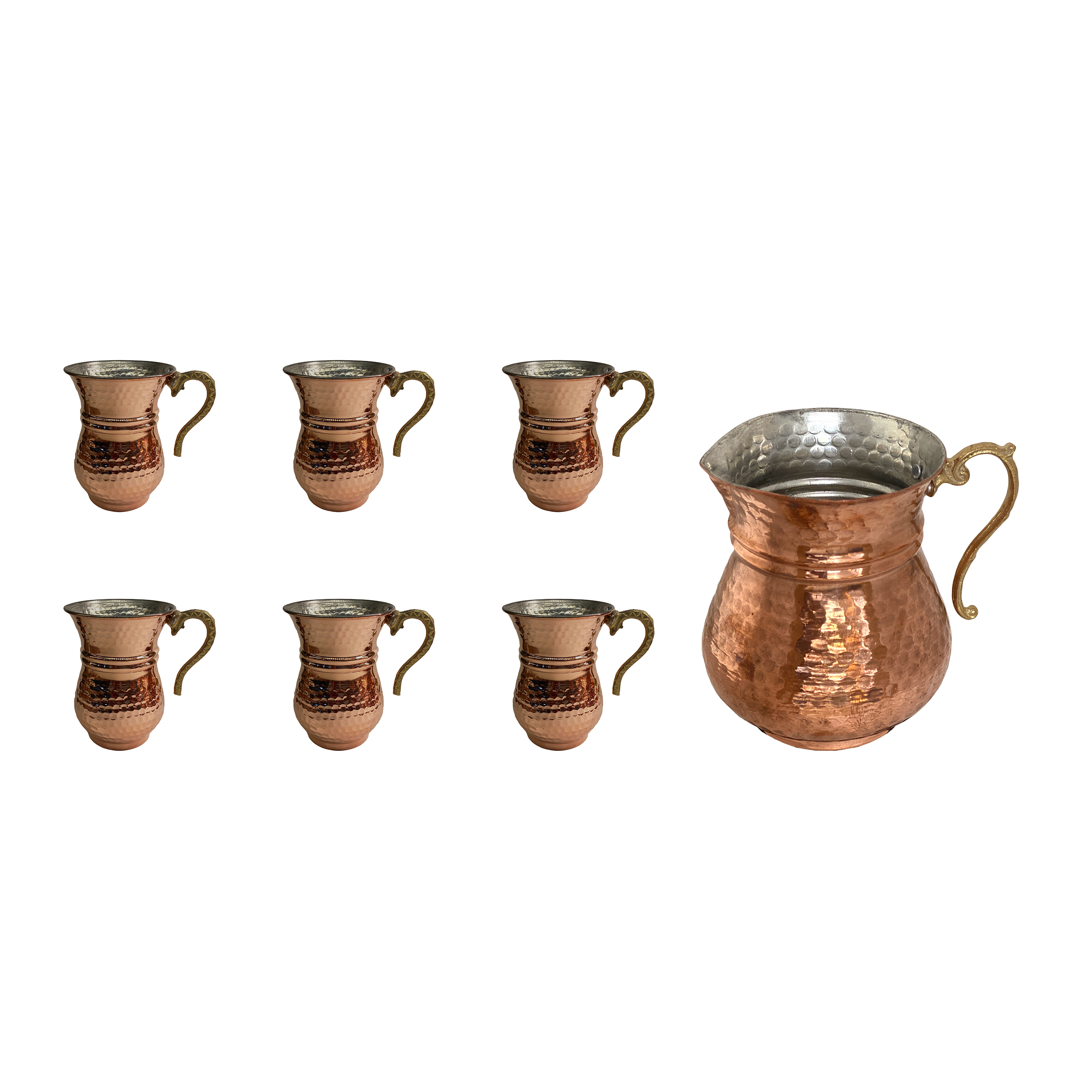 ست 7 تکه پارچ و لیوان مسی کد 1518