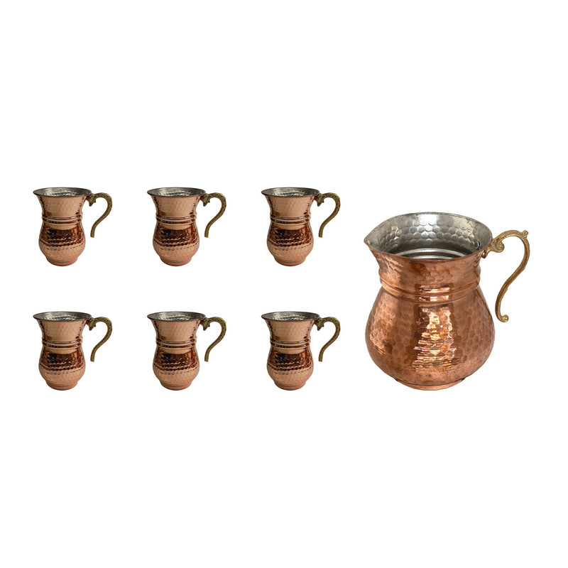 ست 7 تکه پارچ و لیوان مسی کد 1518