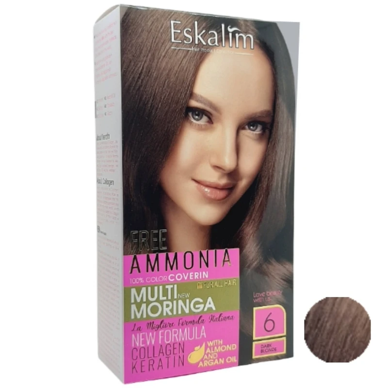کیت رنگ مو اسکالیم سری collagen keratin شماره 6 حجم 100 میلی لیتر رنگ بلوند تیره