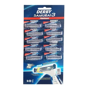 خود تراش دربی مدل SAMURAI 3 PLATINUM بسته 10 عددی 
