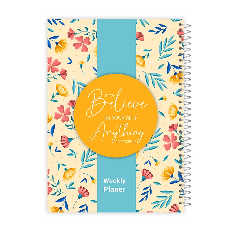 دفتر برنامه ریزی 80 برگ آی چاپ مدل هفتگی طرح believe in yourself کد 852