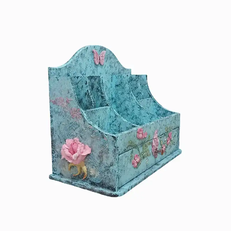 استند لوازم آرایشی مدل برجسته پرنده و گل روسی