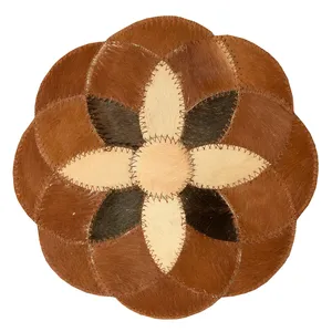 رومیزی کلاژ چرم و پوست مدل گل کد 0017