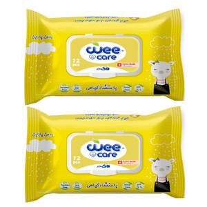 دستمال مرطوب کودک وی کر مدل عصاره عسل و روغن آرگان 2 بسته 72 عددی