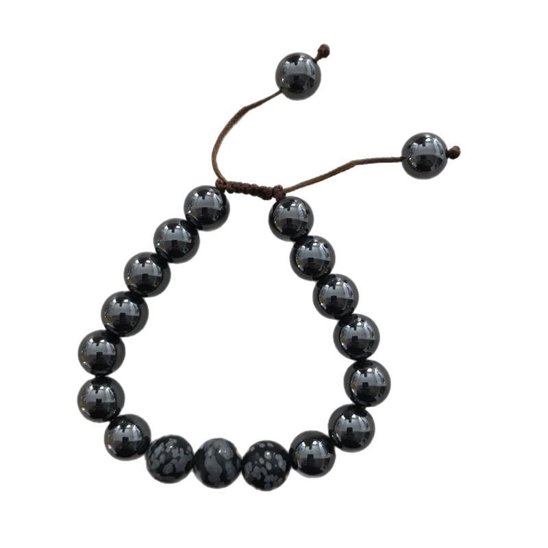 دستبند مدل سنگ حدید و ابسیدین کد S-93