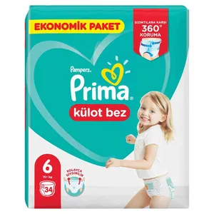 پوشک کودک پریما مدل شورتی kulot bez سایز 6 بسته 34 عددی