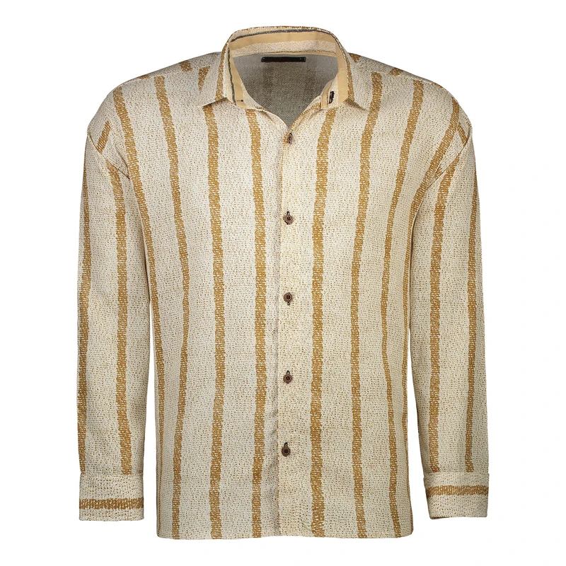 پیراهن آستین بلند یقه برگردان مردانه مدل کنفی نقطه ای کد KA-K-GH