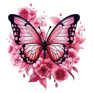 استیکر پارچه و لباس پاد آفرین طرح پروانه و گل کد 1143