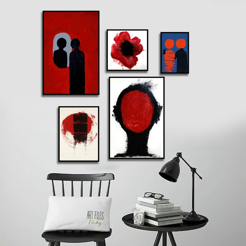 تابلو بکلیت طرح نقاشی مینیمال مدل B-2674 مجموعه 5 عددی