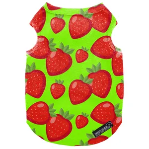 لباس سگ و گربه 27 طرح Strawberry Background Green کد MH575 سایز S