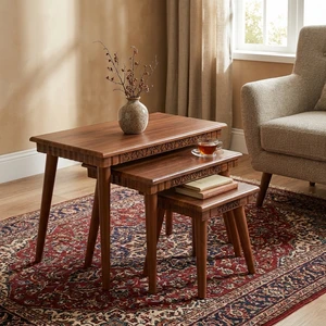 میز عسلی میز مارکت مدل سپیدار مجموعه 3 عددی