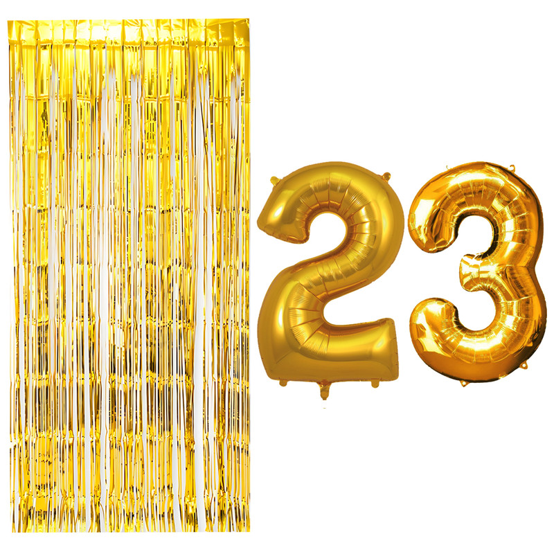 بادکنک فویلی مسترتم طرح عدد 23 به همراه پرده تزئینی بسته 3 عددی