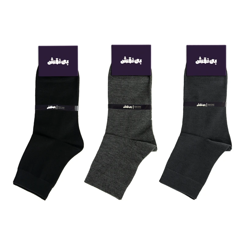 جوراب نیم ساق مردانه بی نقش مدل ساده کد BMJ-358 بسته 3 عددی