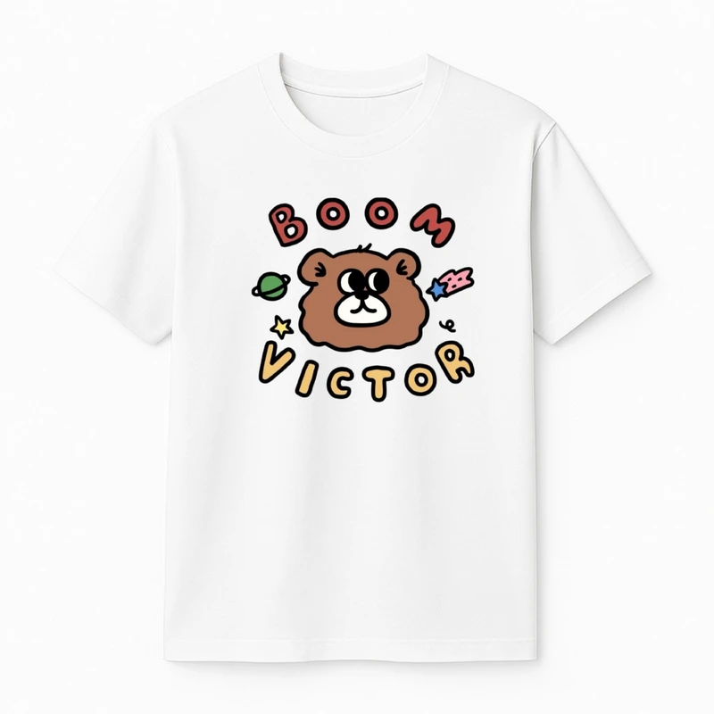 تی‌شرت آستین کوتاه پسرانه مدل خرس و نوشته کد v33 
