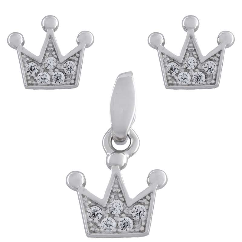 نیم ست نقره زنانه مدل تاج کد SHS-18 نیم ست نقره زنانه مدل تاج کد SHS-18