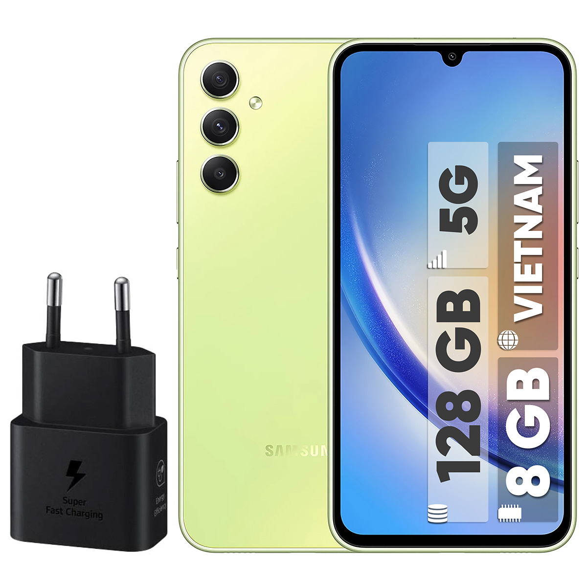 گوشی موبایل سامسونگ مدل Galaxy A34 5G دو سیم کارت ظرفیت 128 گیگابایت و رم 8 گیگابایت به همراه شارژر 25وات سامسونگ  - ویتنام