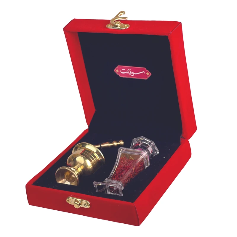 زعفران سرگل کادویی سوقات - 1 گرم به همراه هاون زرین