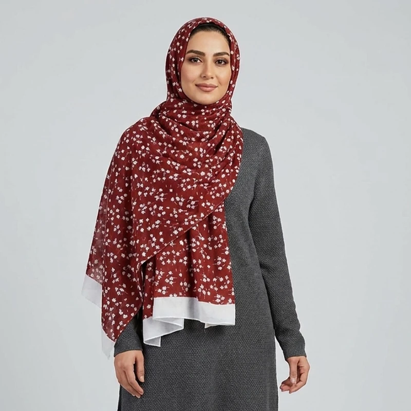 شال زنانه مدل نخی جدید طرح گل گلی کد ana-7063