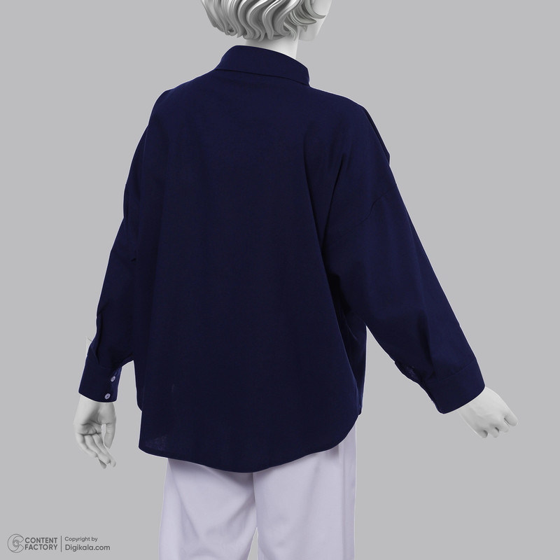 شومیز آستین بلند یقه برگردان زنانه دیجی استایل اسنشیال مدل cbK-44 رنگ سرمه ای