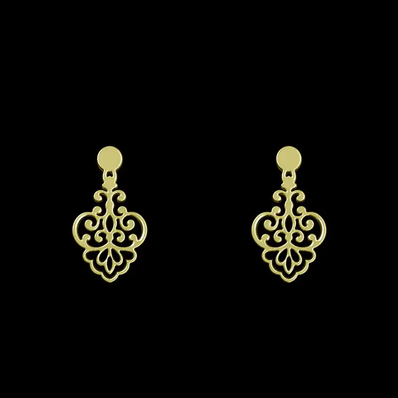 گوشواره طلا 18 عیار زنانه مدوپد مدل اسلیمی کد GA1-15271