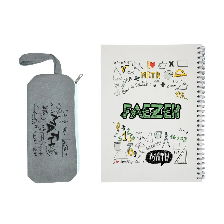 دفتر مشق 50 برگ طرح ریاضی مدل فائزه به همراه جامدادی