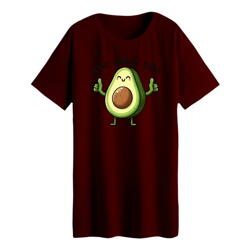 تی شرت لانگ زنانه مدل آووکادو خوشحال