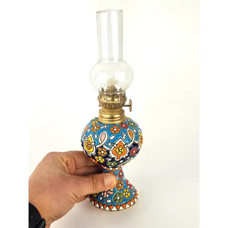 چراغ گرد سوز مینا کاری مدل اسلیمی