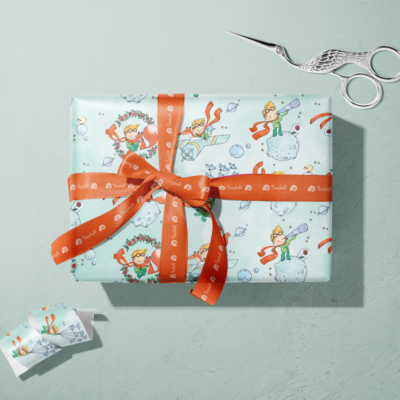 کاغذ کادو صدفی طرح طرح شازده کوچولو بسته 2 عددی