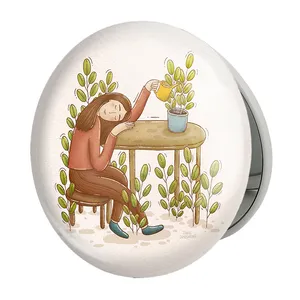 آینه جیبی خندالو طرح دخترونه مدل تاشو کد 6089 