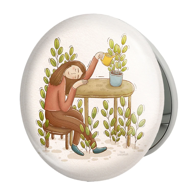 آینه جیبی خندالو طرح دخترونه مدل تاشو کد 6089 