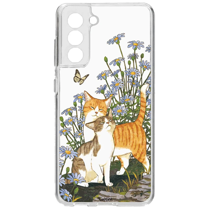 کاور طرح گربه & پروانه مناسب برای گوشی موبایل سامسونگ Galaxy S21 Fe