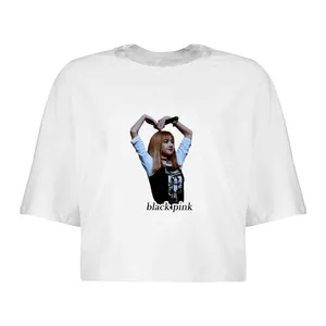 کراپ‌تاپ آستین کوتاه زنانه مدل بلک پینک کد L48 S