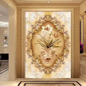 پوستر دیواری سه بعدی مدل گلدان قاب زمینه سنگی DVRF1499