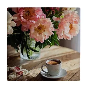  زیر لیوانی  طرح گلدان گل و فنجان قهوه کد    5768011_4030