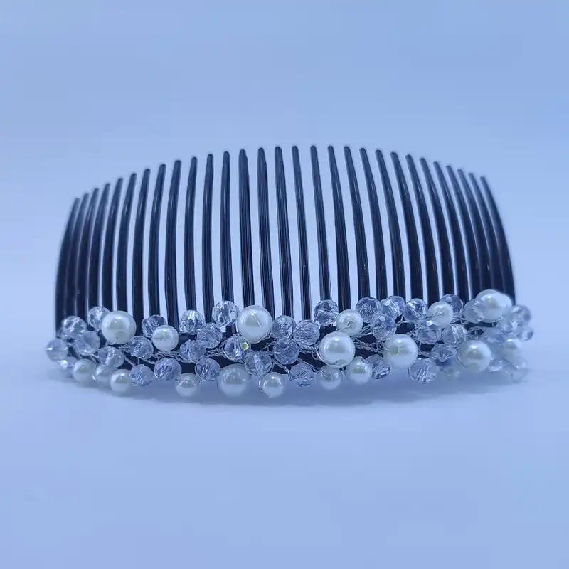 شانه مو زنانه مدل بافت کریستال و مروارید کد VGDS024