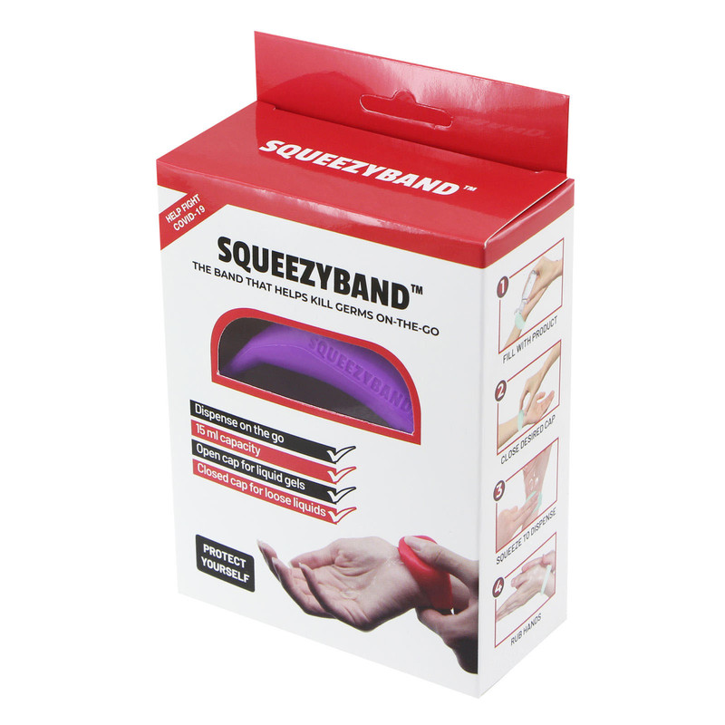 دستبند نگهدارنده الکل و مواد ضدعفونی کننده اسکوئیزی بند مدل A02 بسته دو عددی