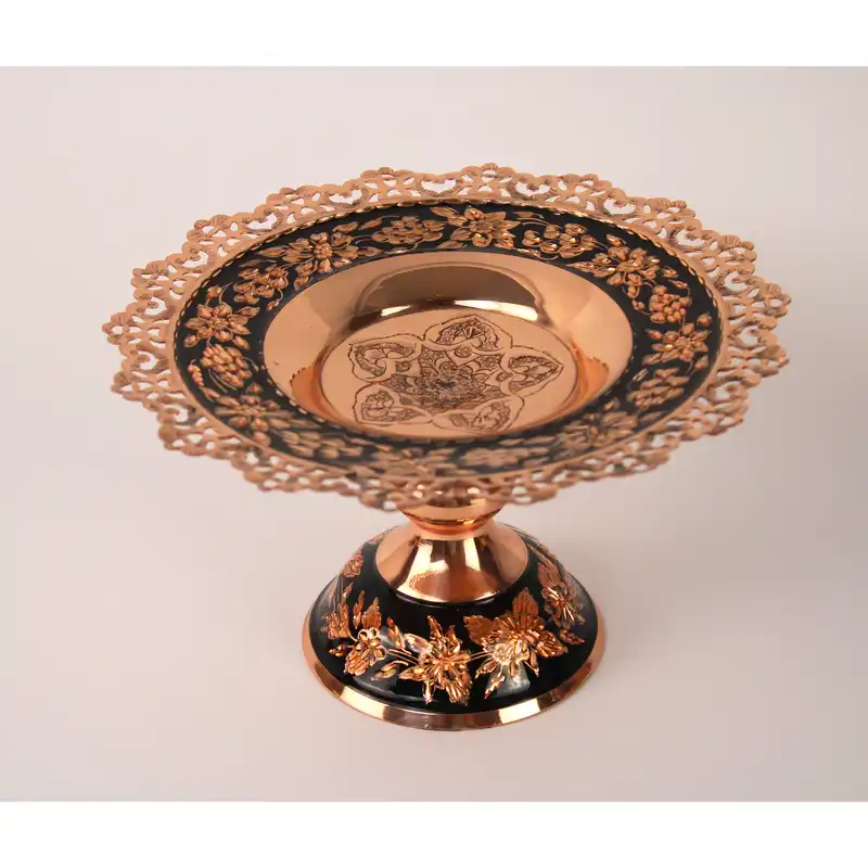 شیرینی خوری مسی مدل الماس تراش شبکه کد g020