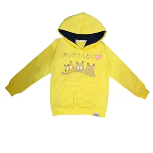 هودی دخترانه مدل سه گربه کد 99-125 رنگ زرد