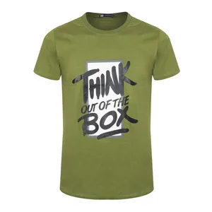 تی شرت آستین کوتاه مردانه ناوالس مدل THINK رنگ زیتونی