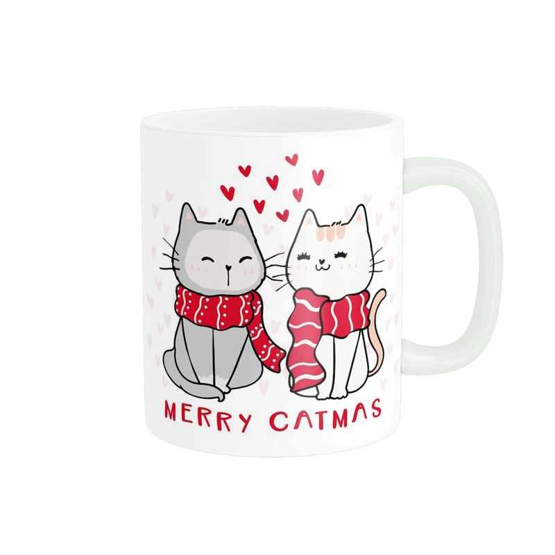 ماگ پاد آفرین مدل گربه های ناز و کریسمس کد 3097