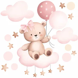 استیکر دیواری کودک راتیانا مدل girly bear بسته 16 عددی